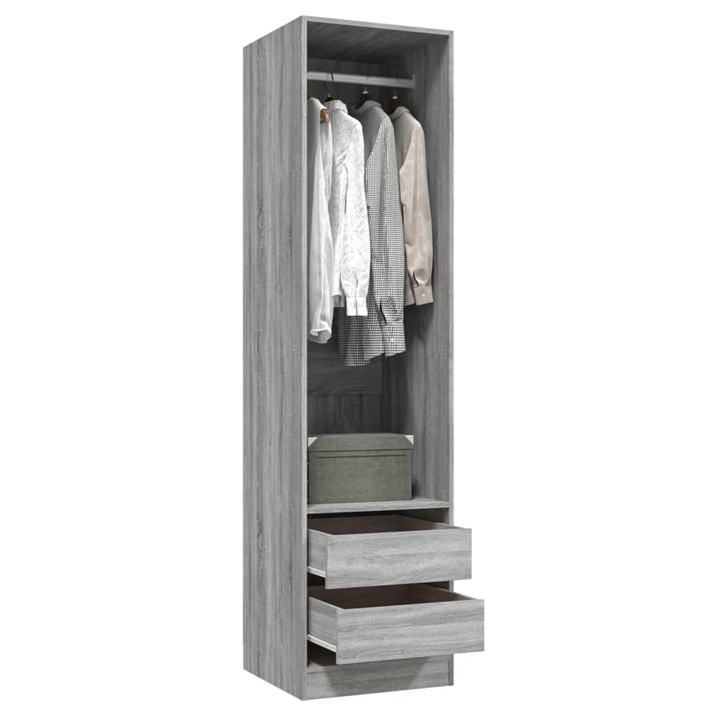 vidaXL Ντουλάπα με Συρτάρια Γκρι Sonoma 50 x 50 x 200 εκ Επεξεργ. Ξύλο