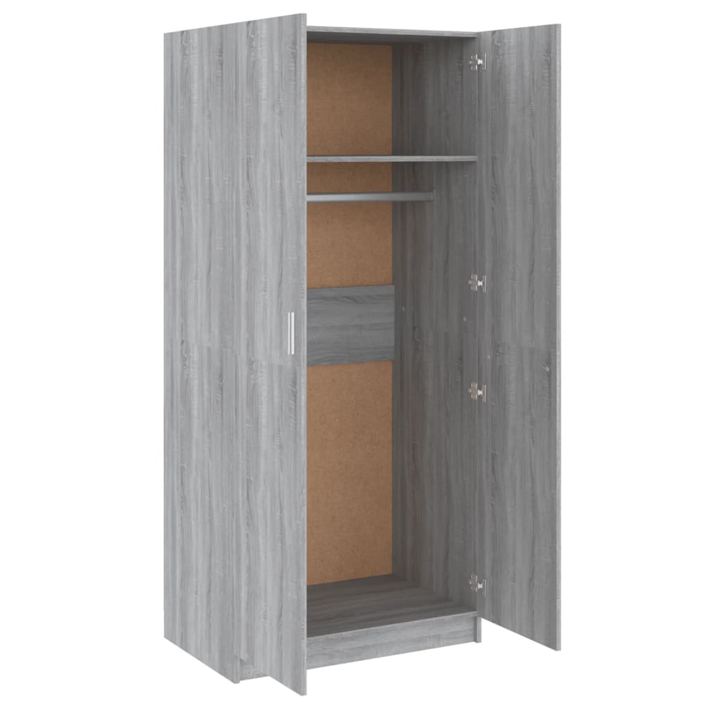 vidaXL Ντουλάπα Γκρι Sonoma 80 x 52 x 180 εκ. από Επεξεργασμένο Ξύλο