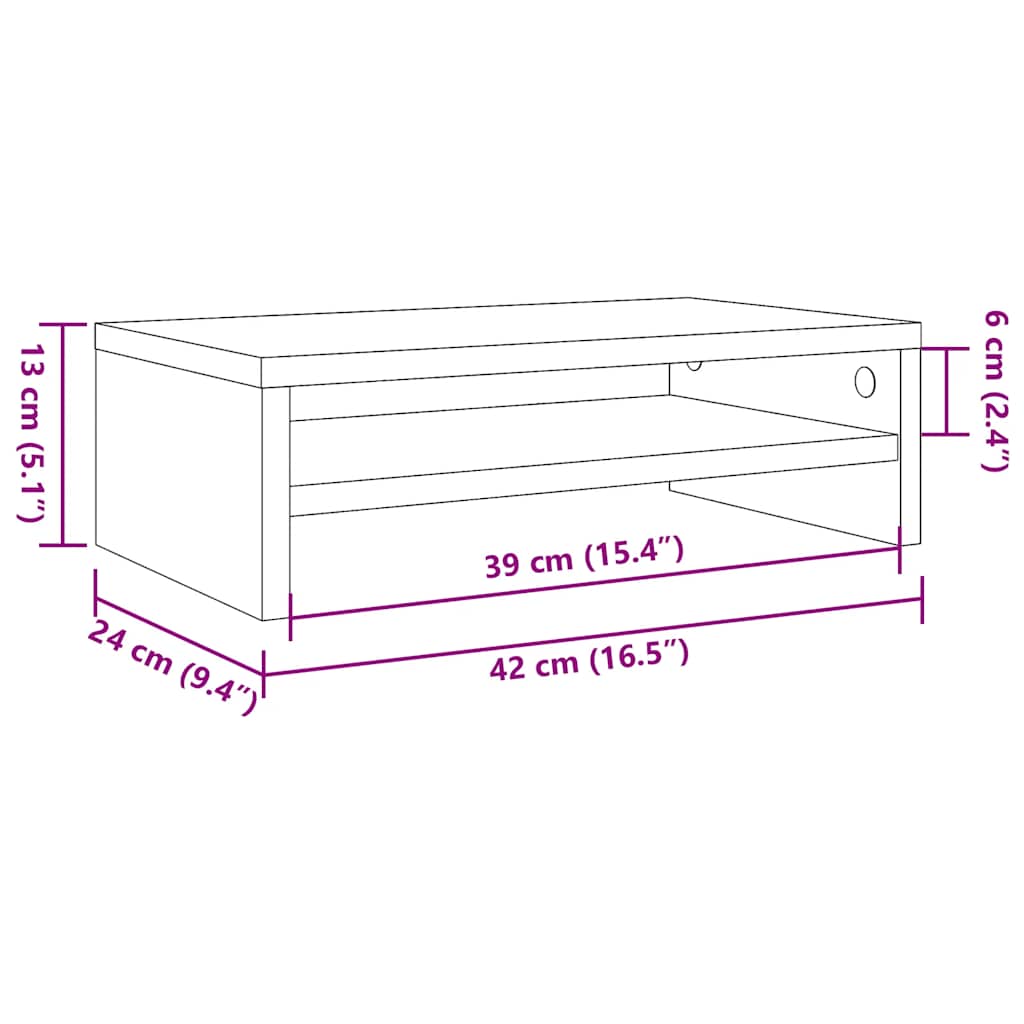 vidaXL Βάση Οθόνης Γκρι Sonoma 42 x 24 x 13 εκ. από Επεξεργασμένο Ξύλο