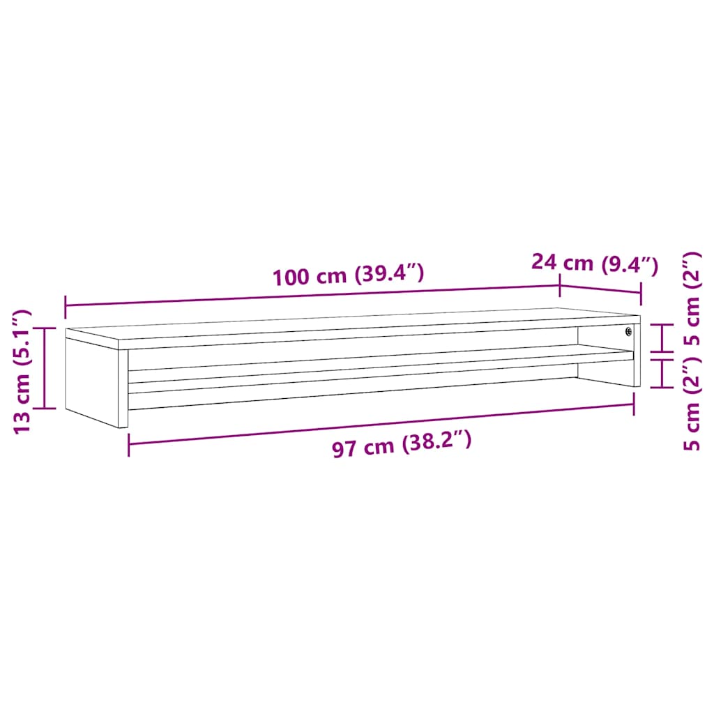 vidaXL Βάση Οθόνης Καπνιστή Δρυς 100x24x13 εκ. από Επεξεργασμένο Ξύλο