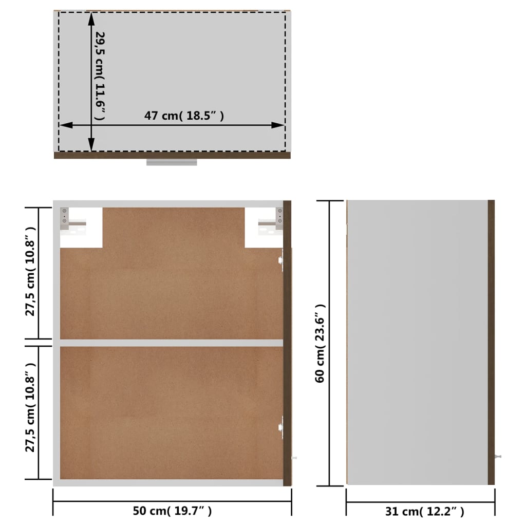 vidaXL Κρεμαστό Ντουλάπι "Lyon" Καφέ Δρυς 50x31x60 εκ. από Τεχνητό Ξύλο