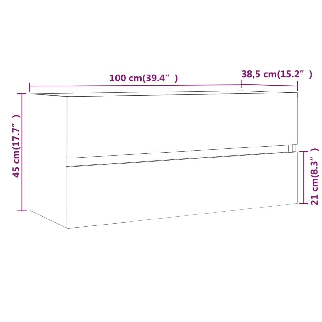 vidaXL Ντουλάπι Νιπτήρα Γκρι Sonoma 100x38,5x45 εκ. Επεξεργασμένο Ξύλο