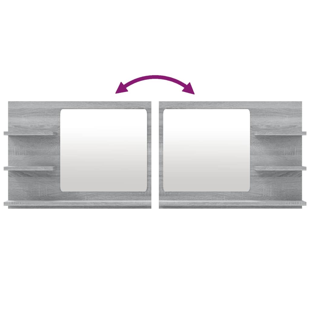 vidaXL Καθρέφτης Μπάνιου Γκρι Sonoma 60x10,5x45 εκ. Επεξεργασμένο Ξύλο