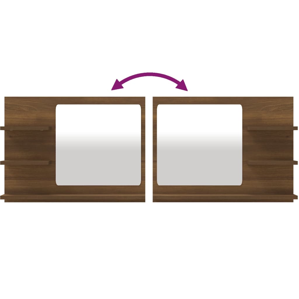 vidaXL Καθρέφτης Μπάνιου Καφέ Δρυς 60x10,5x45 εκ. Επεξεργασμένο Ξύλο