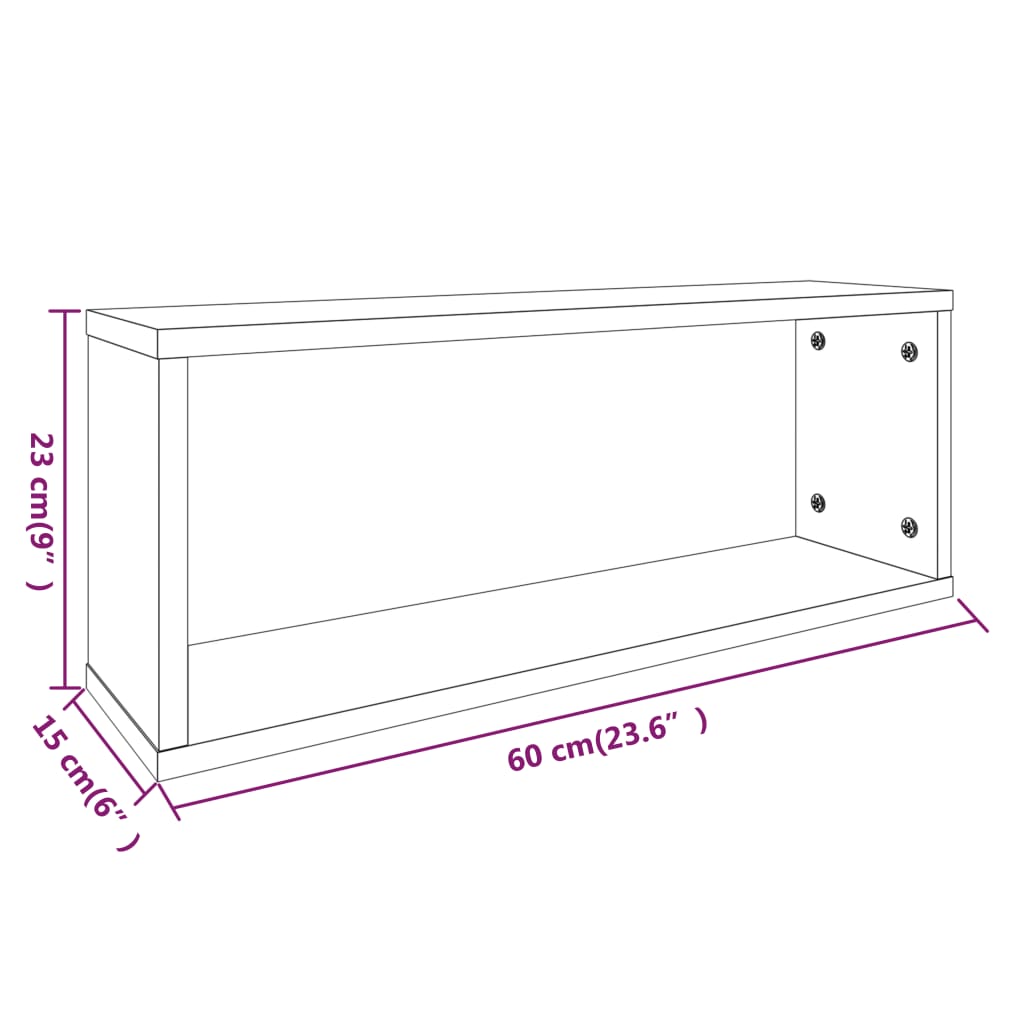 vidaXL Ραφιέρες Τοίχου Κύβοι 2 τεμ. Καπν. Δρυς 60x15x23 εκ. Επεξ. Ξύλο