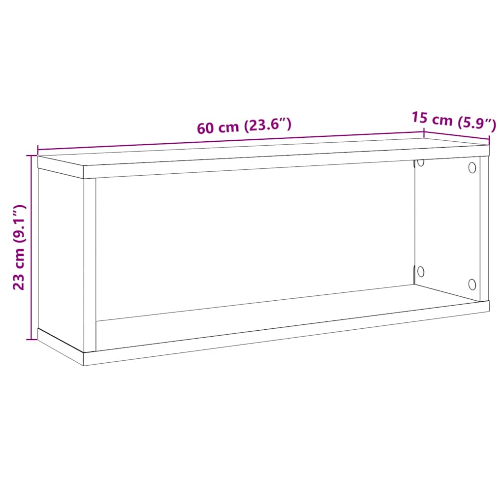 vidaXL Ραφιέρες Τοίχου Κύβοι 4 τεμ Καπν. Δρυς 60x15x23 εκ. Επεξ. Ξύλο