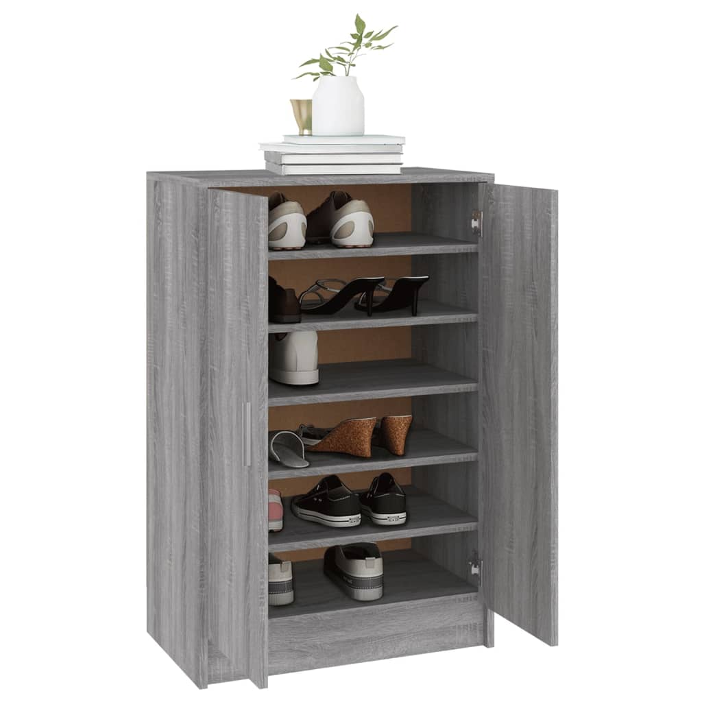 vidaXL Παπουτσοθήκη Γκρι Sonoma 60 x 35 x 92 εκ. Επεξεργασμένο Ξύλο