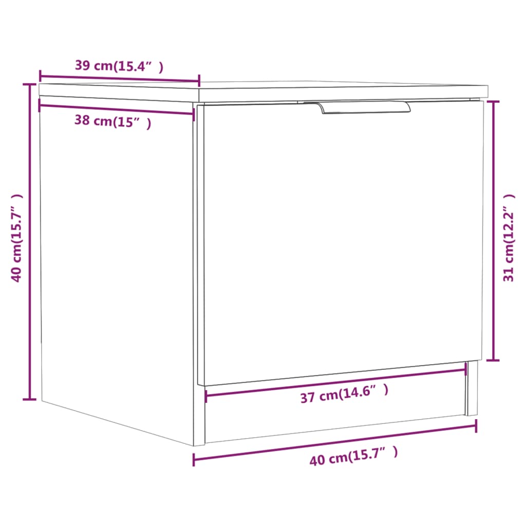 vidaXL Κομοδίνα 2 τεμ. Γκρι Σκυροδέματος 40 x 39 x 40 εκ.