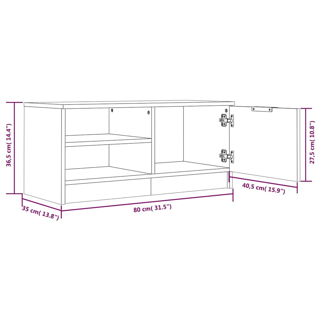 vidaXL Έπιπλα Τηλεόρασης 2 τεμ. Λευκό 80 x 35 x 36,5 εκ. Επεξεργ. Ξύλο