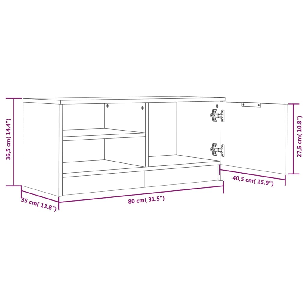 vidaXL Έπιπλα Τηλεόρασης 2 τεμ. Γκρι Σκυρ. 80x35x36,5 εκ. Επεξ. Ξύλο