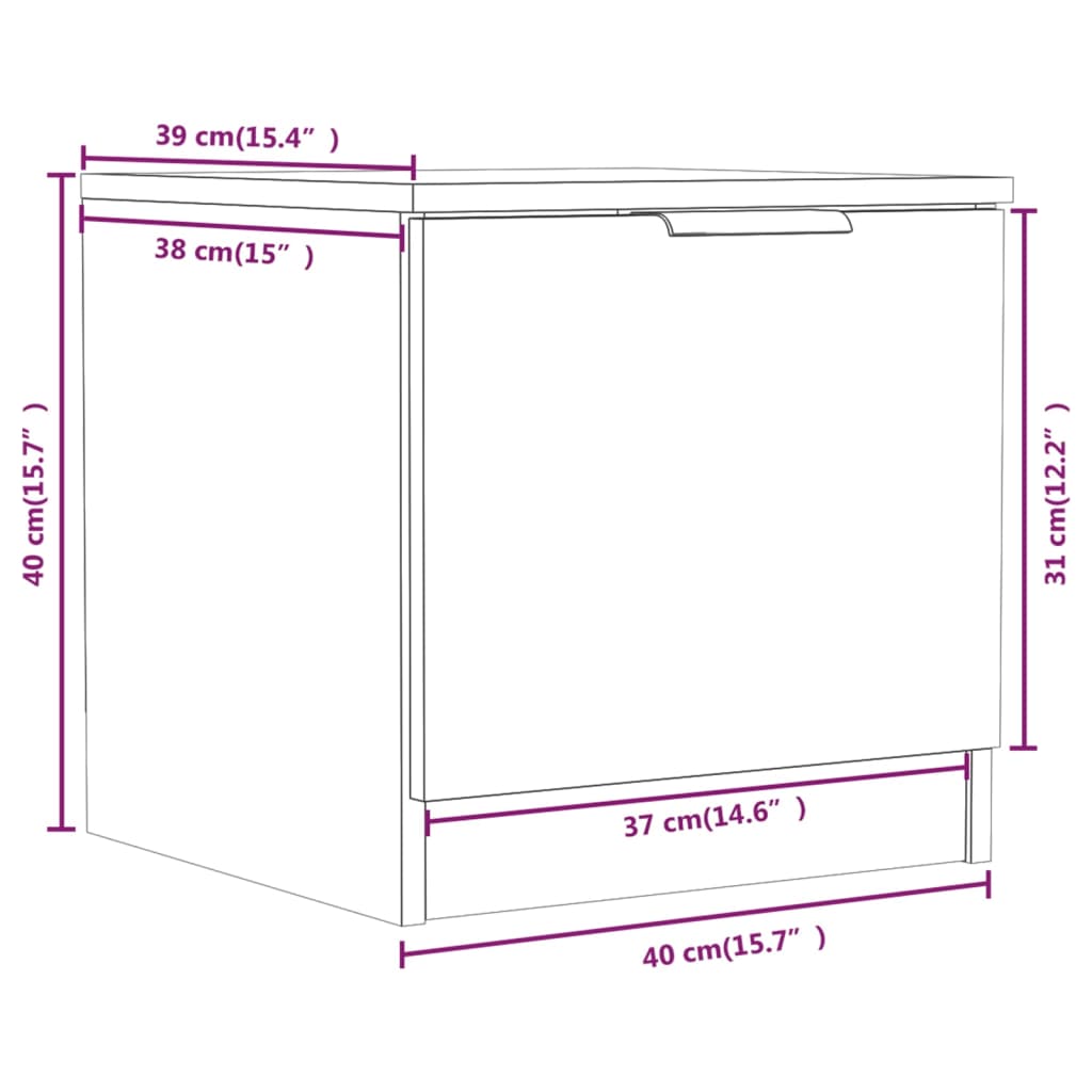 vidaXL Κομοδίνα 2 τεμ. Καφέ Δρυς 40 x 39 x 40 εκ.