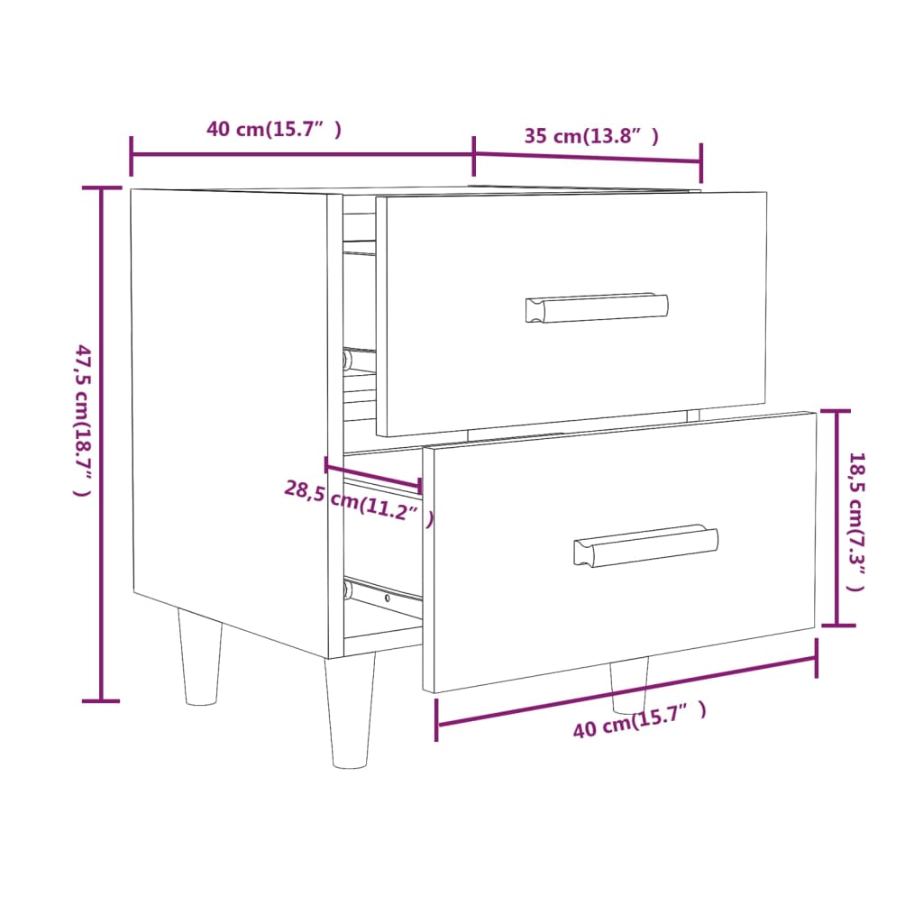 vidaXL Κομοδίνο Γκρι Σκυροδέματος 40 x 35 x 47,5 εκ.