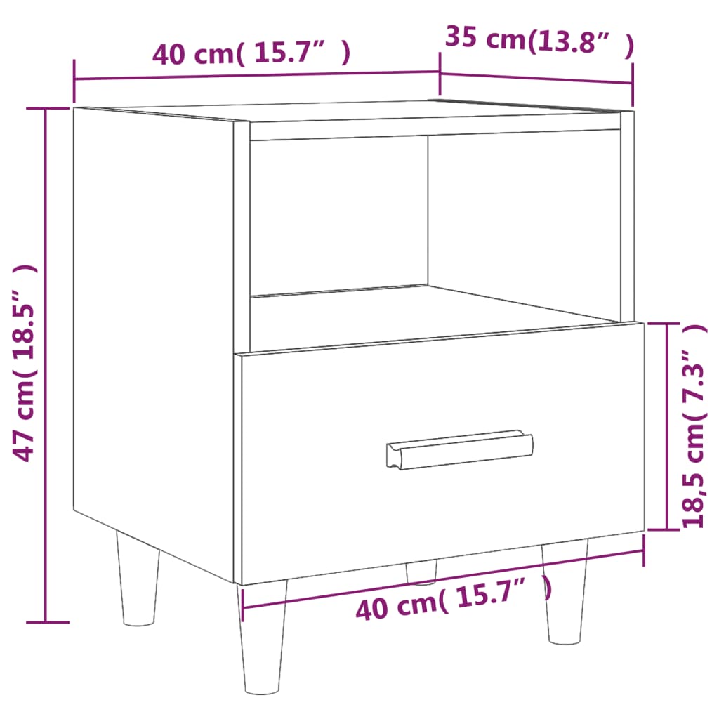 vidaXL Κομοδίνα 2 τεμ. Γκρι Σκυροδέματος 40 x 35 x 47 εκ.