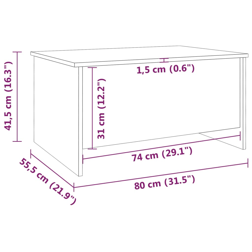 vidaXL Τραπεζάκι Σαλονιού Καπνιστή Δρυς 80x55,5x41,5 εκ. Επεξεργ. Ξύλο