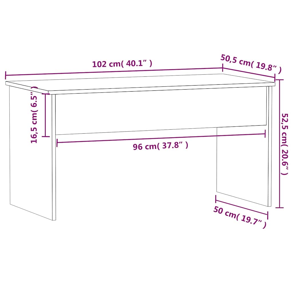 vidaXL Τραπεζάκι Σαλονιού Γκρι Sonoma 102x50,5x52,5 εκ. Επεξ. Ξύλο
