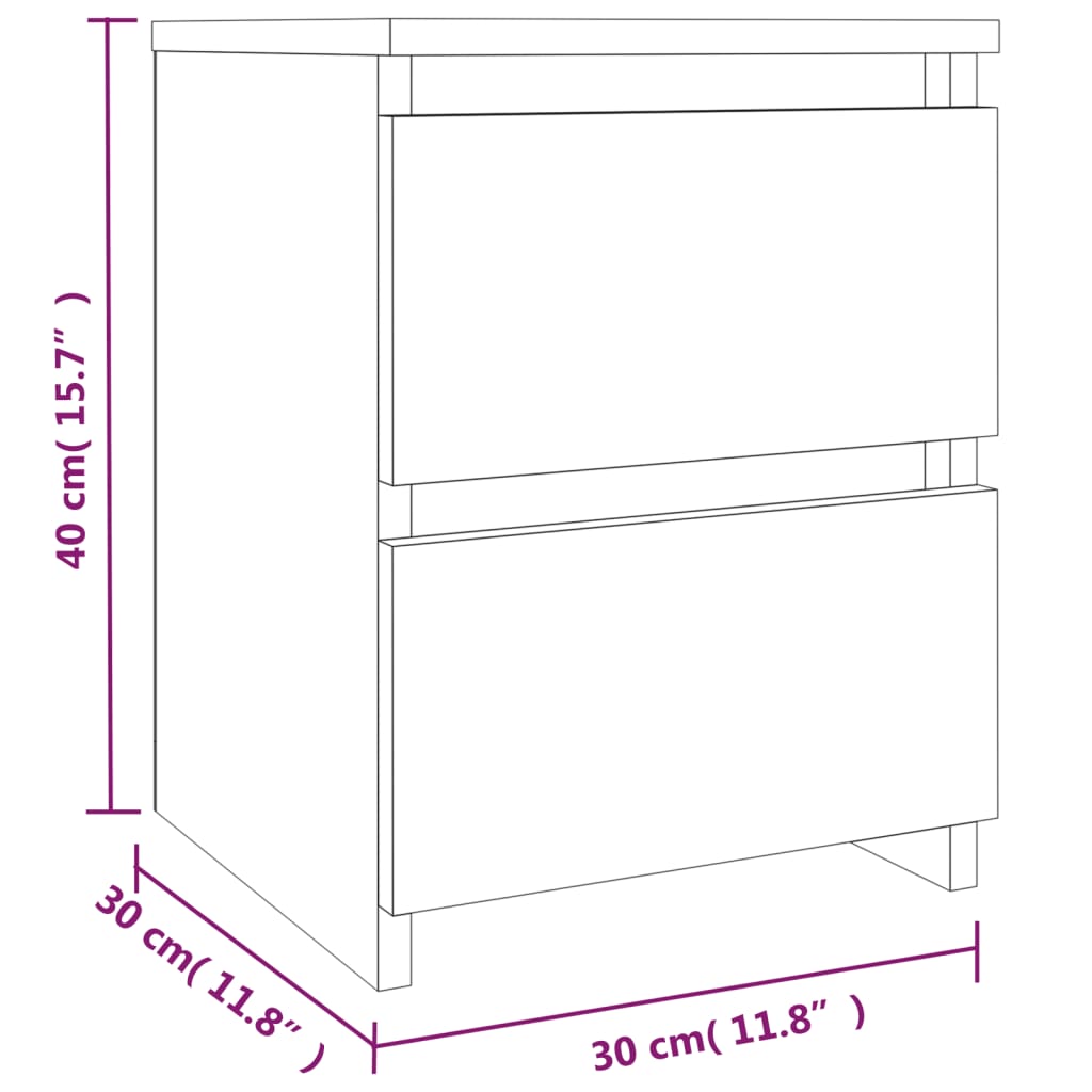 vidaXL Κομοδίνο Γκρι Sonoma 30 x 30 x 40 εκ. από Επεξεργασμένο Ξύλο