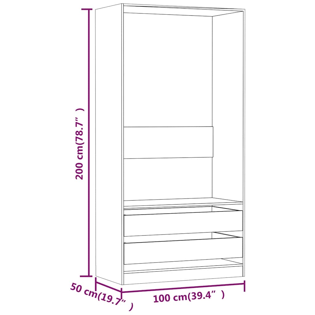 vidaXL Ντουλάπα Καπνιστή Δρυς 100x50x200 εκ. από Επεξεργασμένο Ξύλο