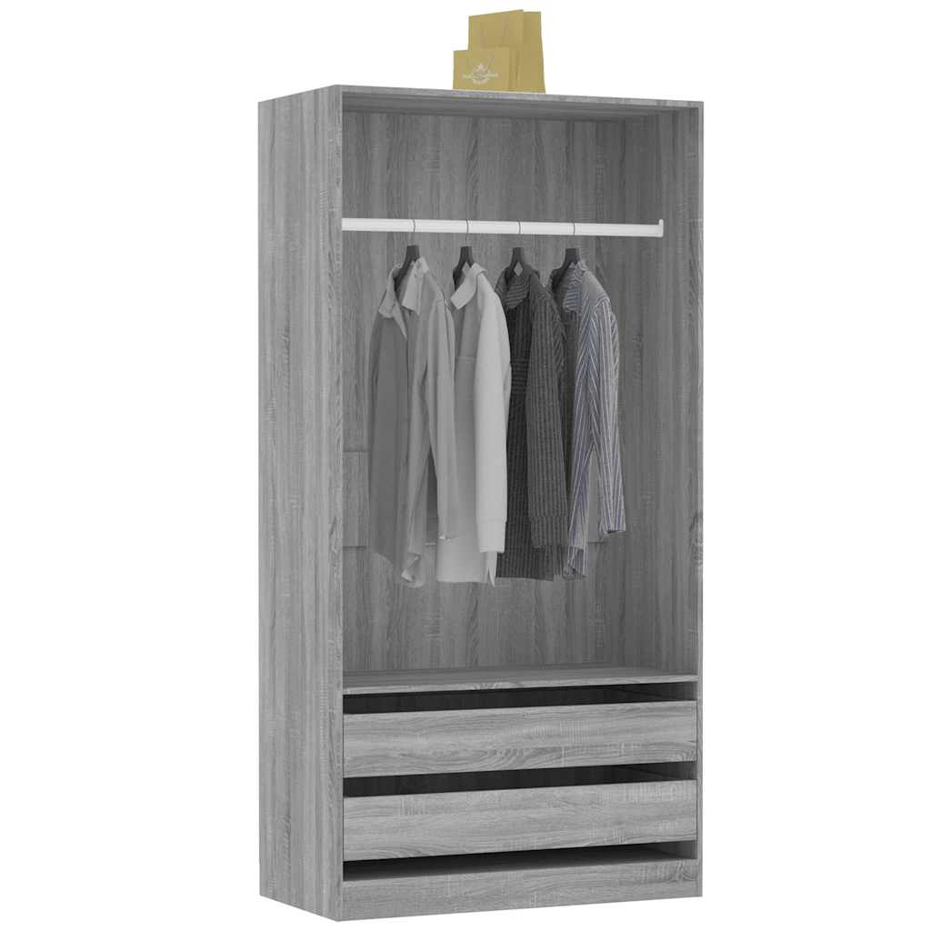 vidaXL Ντουλάπα Γκρι Sonoma 100x50x200 εκ. από Επεξεργασμένο Ξύλο