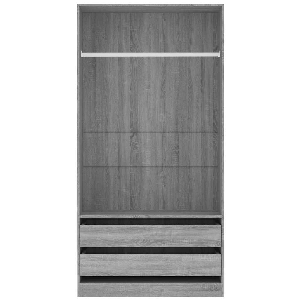 vidaXL Ντουλάπα Γκρι Sonoma 100x50x200 εκ. από Επεξεργασμένο Ξύλο