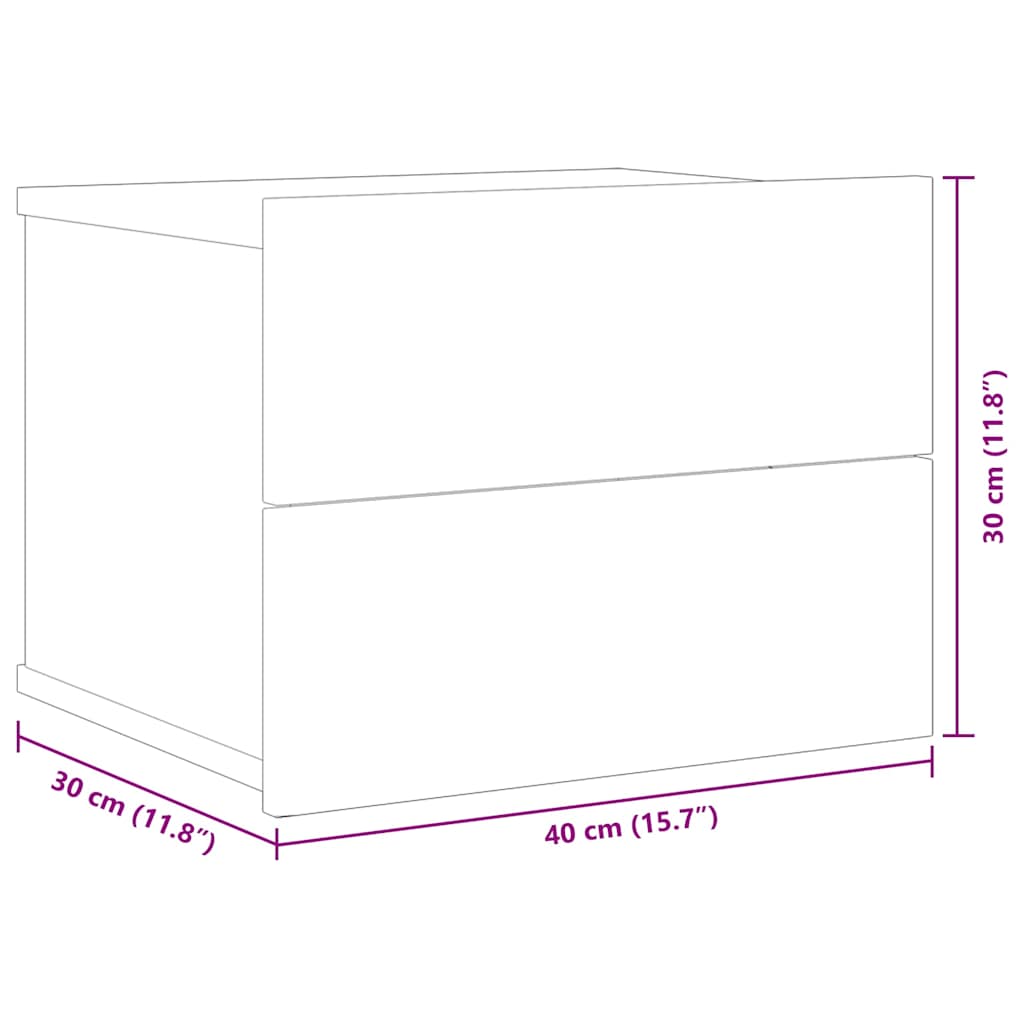 vidaXL Κομοδίνα 2 Τεμ. Γκρι Sonoma 40x30x30 εκ. από Επεξεργασμένο Ξύλο