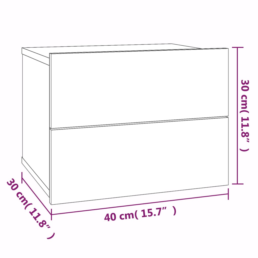 vidaXL Κομοδίνα 2 Τεμ. Γκρι Sonoma 40x30x30 εκ. από Επεξεργασμένο Ξύλο