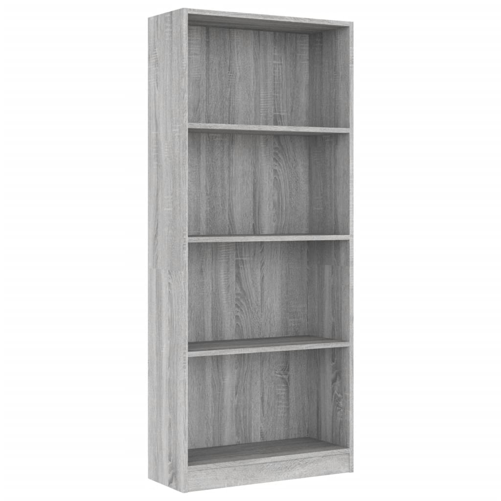 vidaXL Βιβλιοθήκη με 4 Ράφια Γκρι Sonoma 60x24x142 εκ. Επεξεργ. Ξύλο