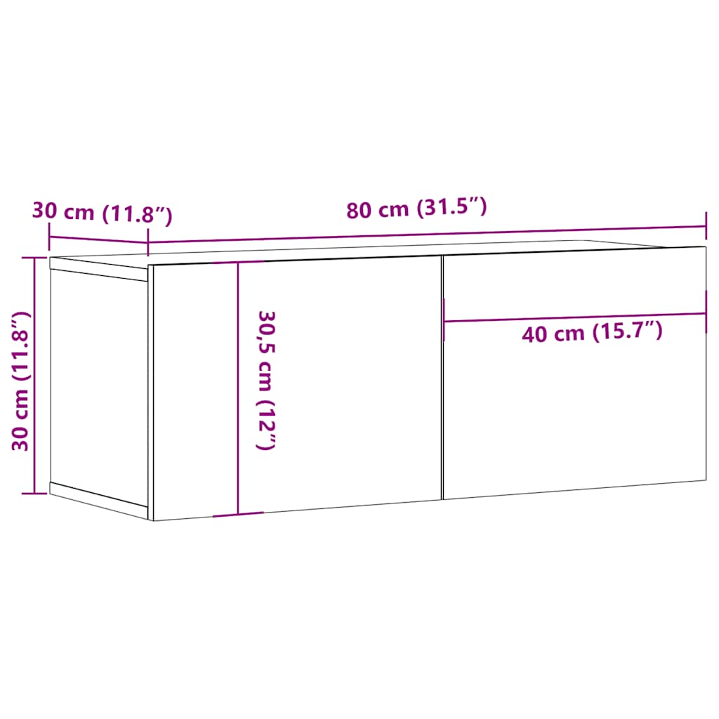 vidaXL Έπιπλο Τηλεόρασης Καπνιστή Δρυς 80x30x30 εκ. Επεξεργασμένο Ξύλο