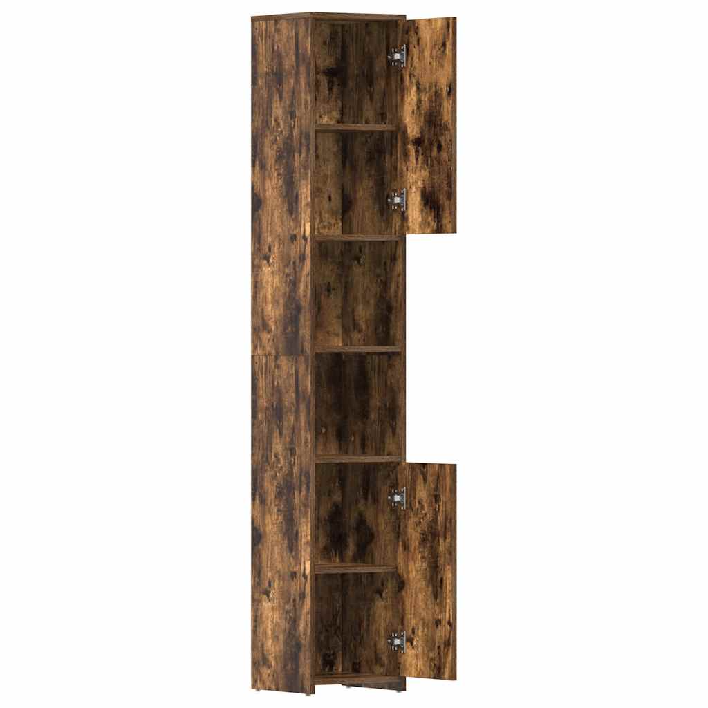 vidaXL Ντουλάπι Μπάνιου Καπνιστή Δρυς 30x30x183,5 εκ. Επεξεργ. Ξύλο