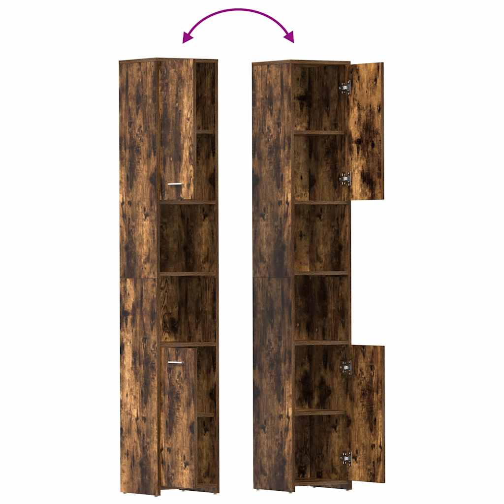 vidaXL Ντουλάπι Μπάνιου Καπνιστή Δρυς 30x30x183,5 εκ. Επεξεργ. Ξύλο