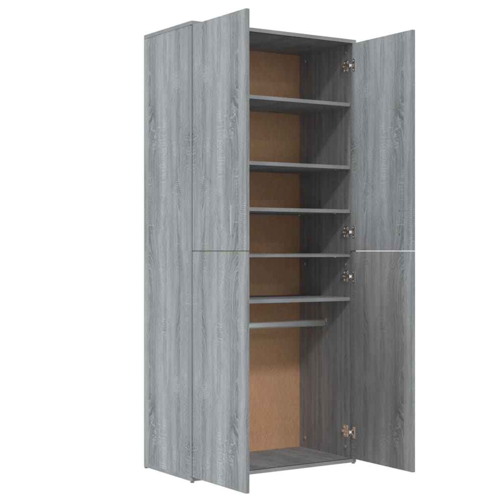 vidaXL Παπουτσοθήκη Γκρι Sonoma 80x39x178 εκ. από Επεξεργασμένο Ξύλο