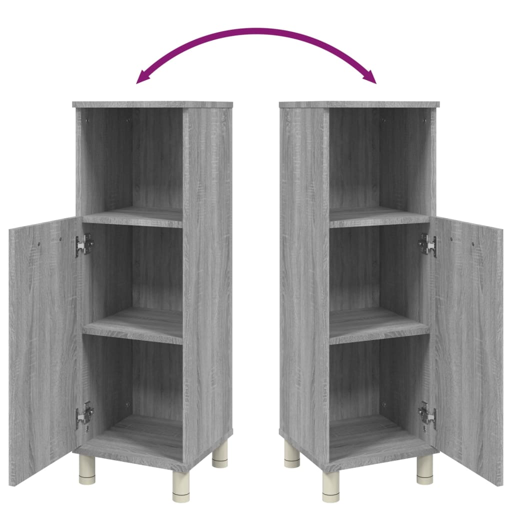 vidaXL Ντουλάπι Μπάνιου Γκρι Sonoma 30x30x95 εκ. Επεξεργασμένο Ξύλο