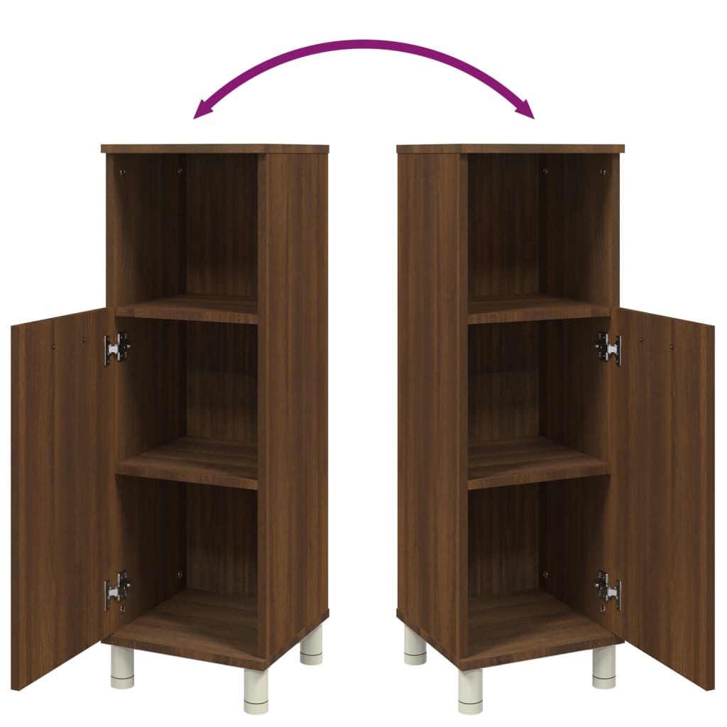 vidaXL Ντουλάπι Μπάνιου Καφέ Δρυς 30x30x95 εκ. Επεξεργασμένο Ξύλο