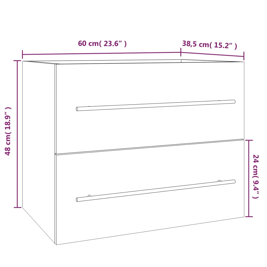 vidaXL Ντουλάπι Νιπτήρα Καπνιστή Δρυς 60 x 38,5 x 48 εκ. Επεξεργ. Ξύλο