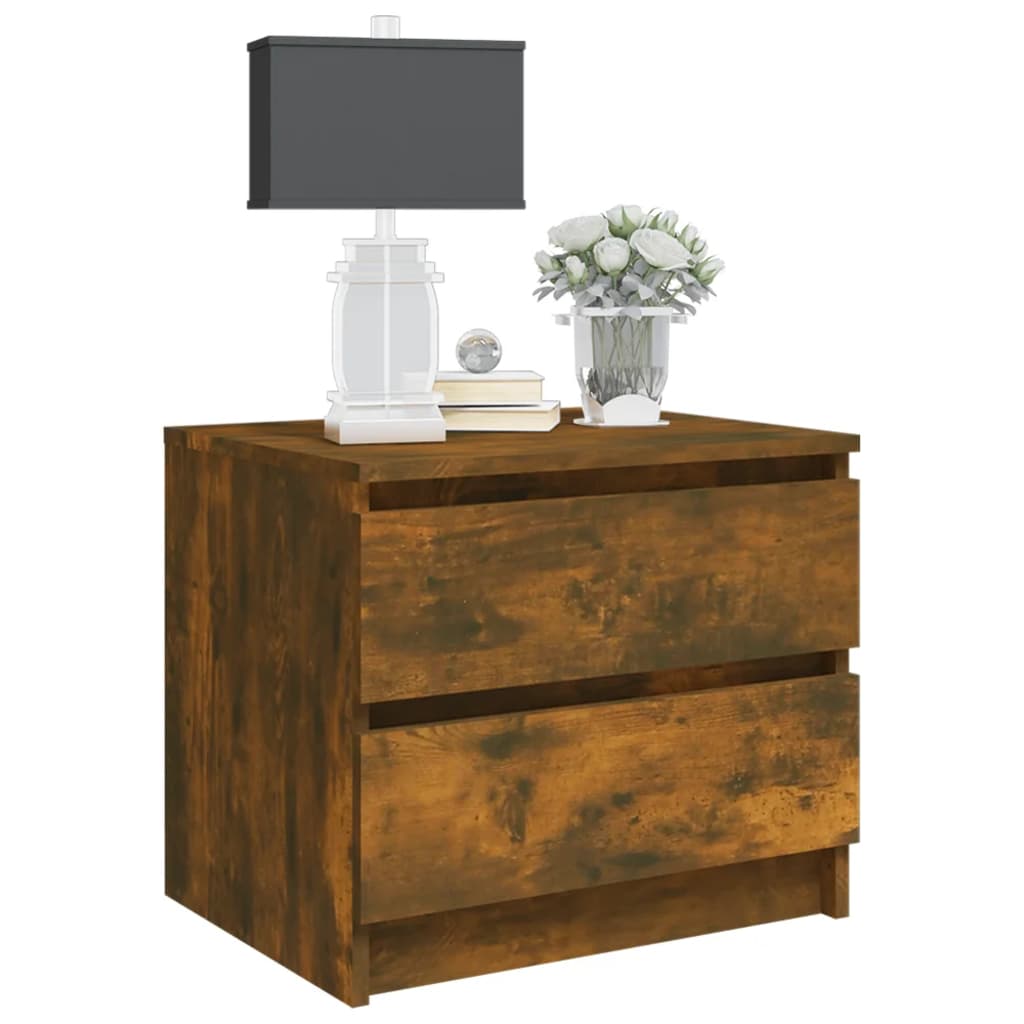 vidaXL Κομοδίνα 2 τεμ. Καπνιστή Δρυς 50x39x43,5 εκ. από Επεξεργ. Ξύλο