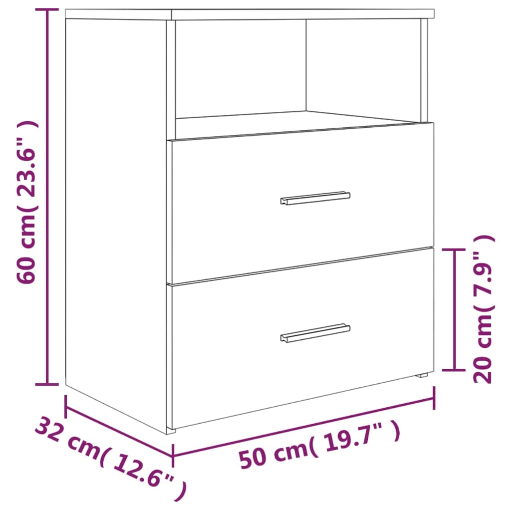 vidaXL Κομοδίνο Καφέ Δρυς 50 x 32 x 60 εκ.