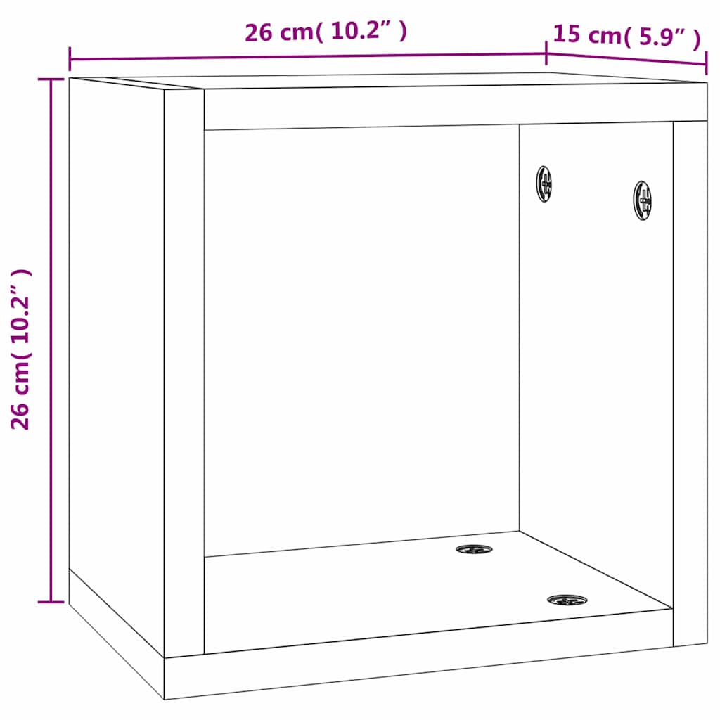 vidaXL Ράφια Τοίχου με ράφι 2 pcs Γκρίζο Σονομα 26 x 15 x 26 cm