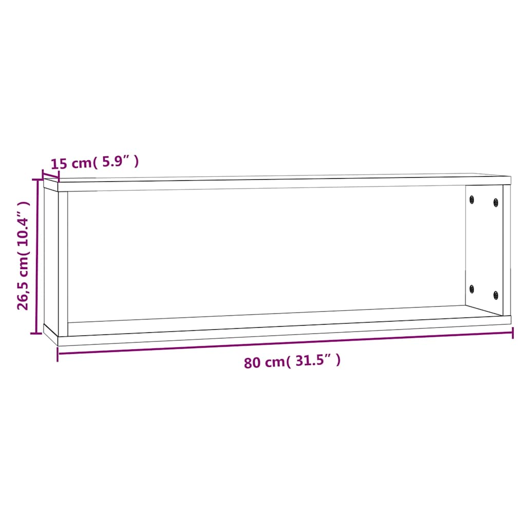 vidaXL Ραφιέρες Τοίχου Κύβος 2 τεμ Γκρι Sonoma 80x15x26,5 εκ. Επ. Ξύλο