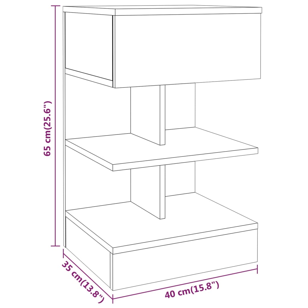vidaXL Κομοδίνο Καπνιστή Δρυς 40 x 35 x 65 εκ. από Επεξεργασμένο Ξύλο