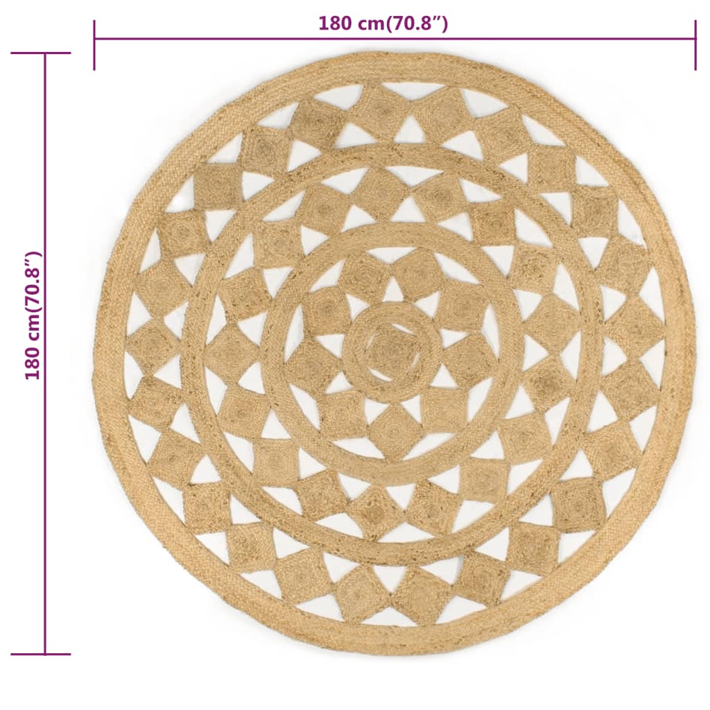 vidaXL Χαλί Χειροποίητο Πλεκτό 180 εκ. από Γιούτα