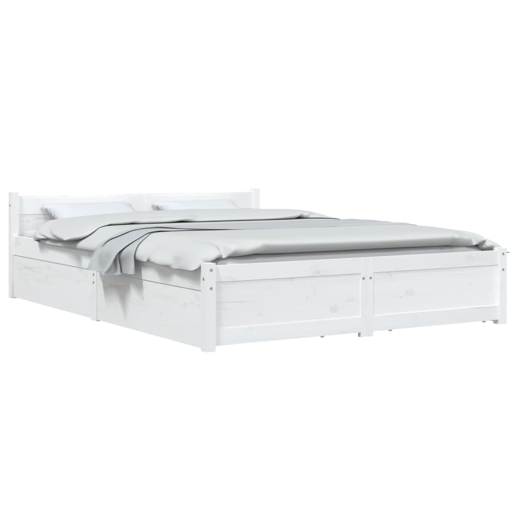 vidaXL Πλαίσιο Κρεβατιού Με Συρτάρια Λευκό 135 x 190 εκ. Double