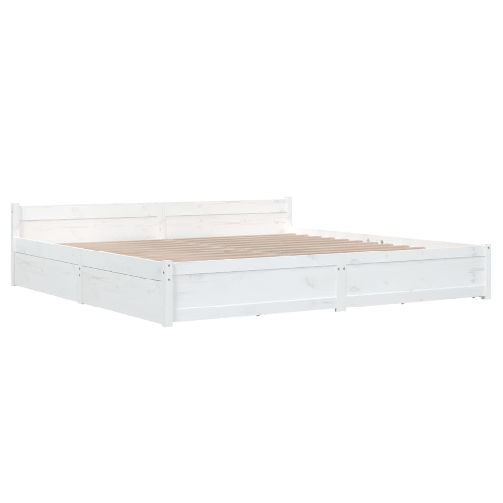 vidaXL Πλαίσιο Κρεβατιού Συρτάρια Λευκό 180 x 200 εκ Super King Size