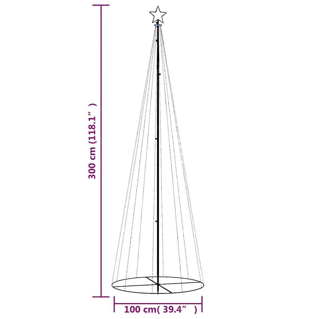 vidaXL Χριστουγεννιάτικο Δέντρο Κώνος 310 LED Μπλε 100 x 300 εκ.