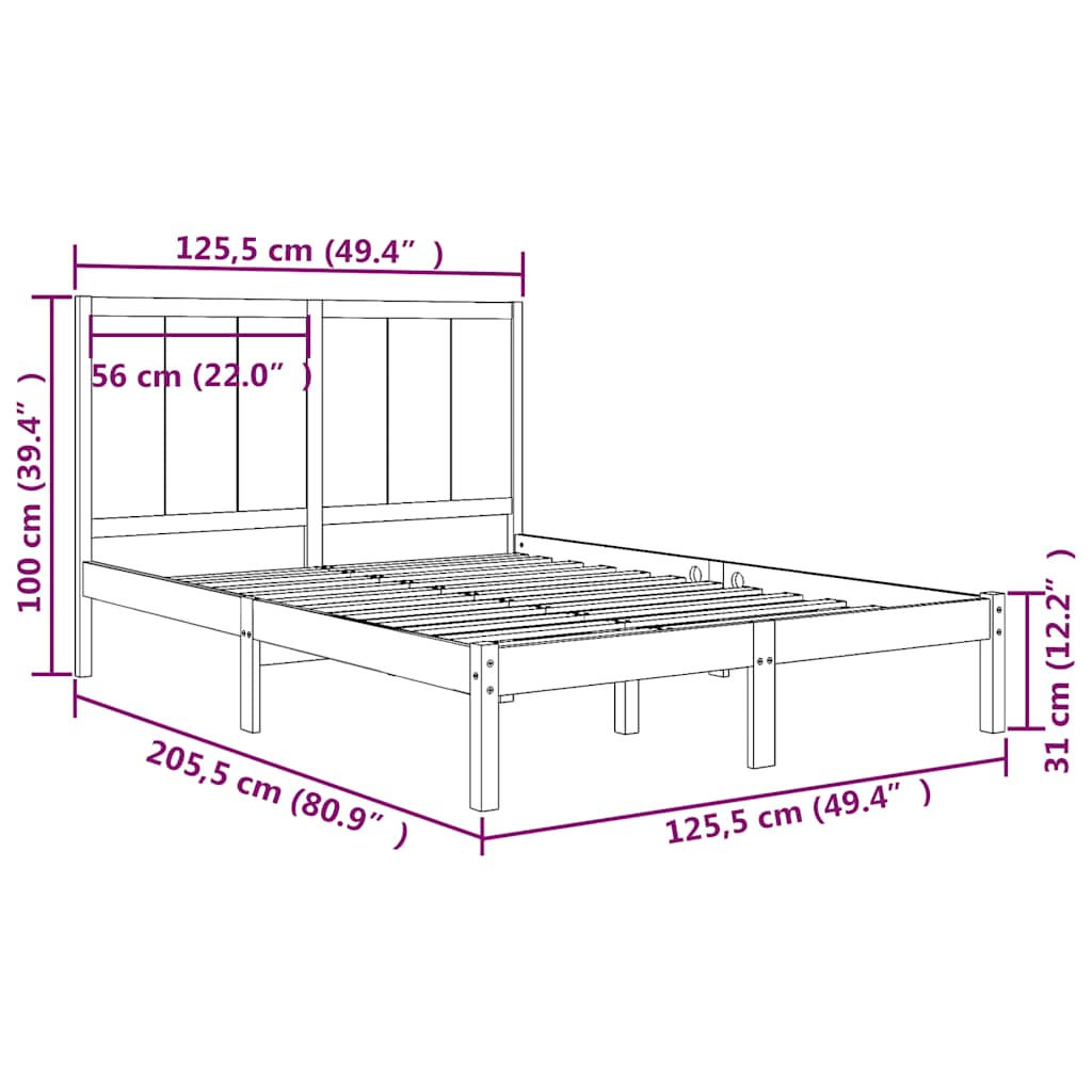 vidaXL Σκελετός Κρεβατιού Χωρίς Στρώμα 120x200 εκ Μασίφ Ξύλο Πεύκου