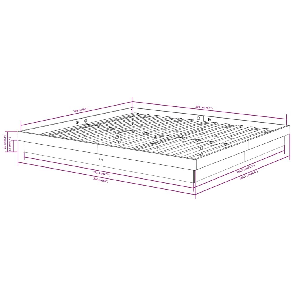 vidaXL Πλαίσιο Κρεβατιού Λευκό 160 x 200 εκ. από Μασίφ Ξύλο