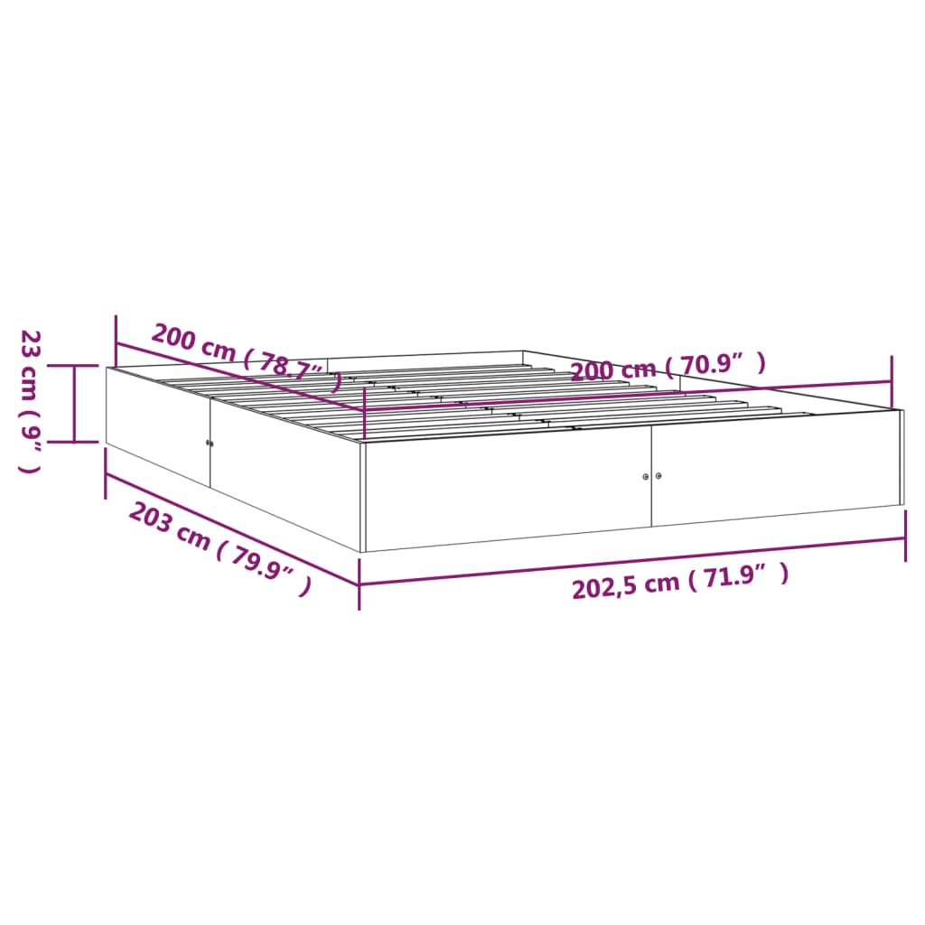 vidaXL Πλαίσιο Κρεβατιού Λευκό 200 x 200 εκ. από Μασίφ Ξύλο