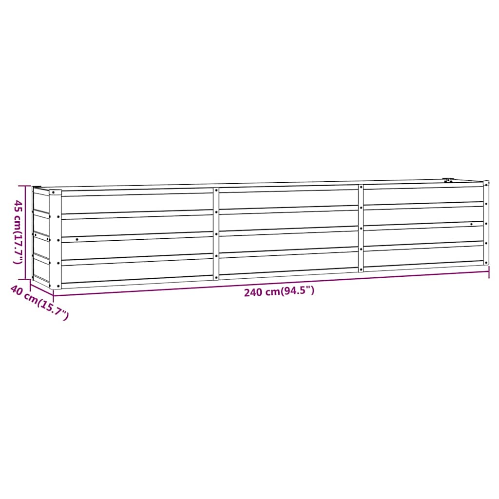 vidaXL Ζαρντινιέρα Σκουριασμένο 240x40x45 εκ. Ατσάλι Σκληρυθέν Αέρα