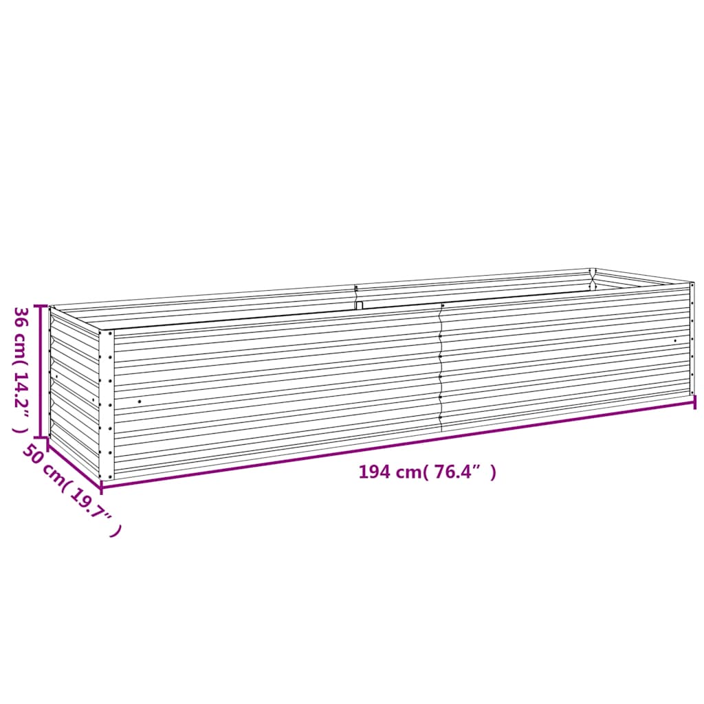 vidaXL Υπερυψωμένο Ζαρντινιέρα Κήπου 194 x 50 x 36 εκ. από Ατσάλι Corten