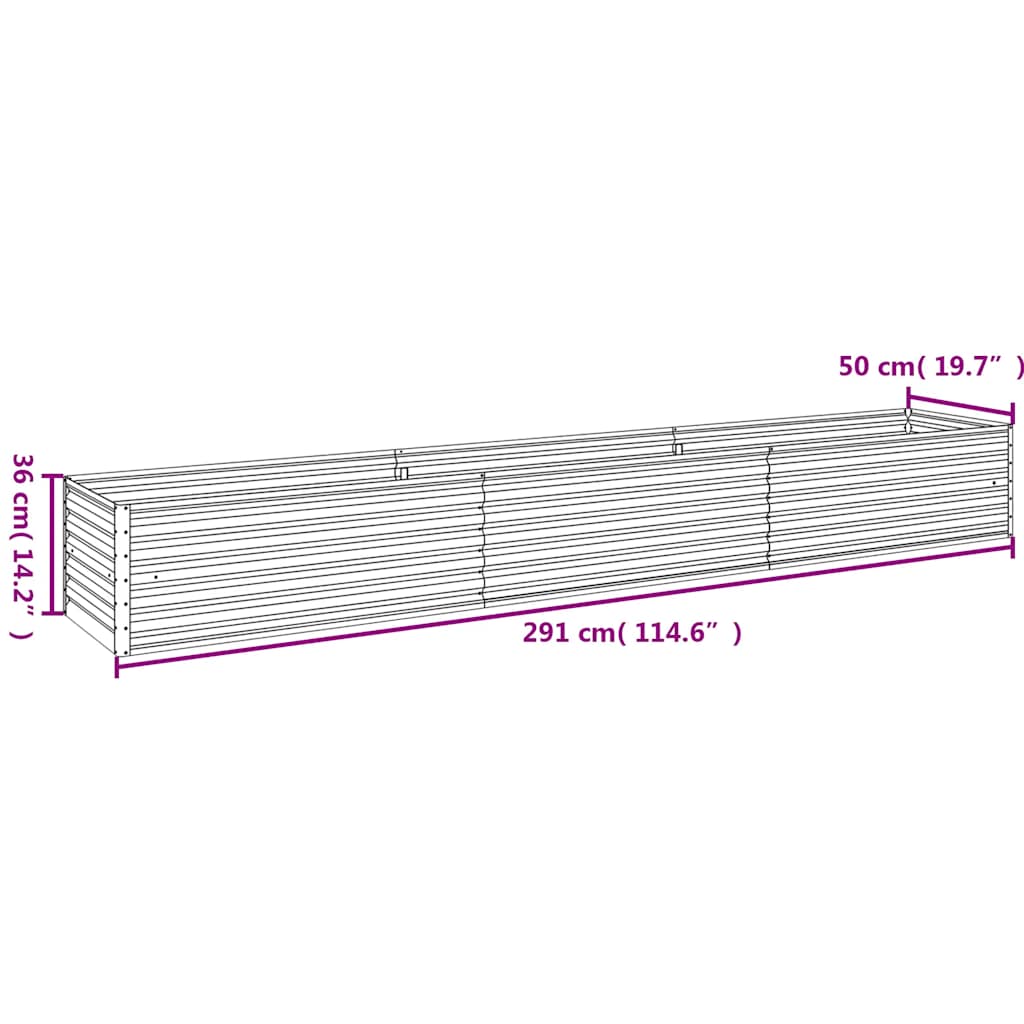 vidaXL Υπερυψωμένο Ζαρντινιέρα Κήπου 291 x 50 x 36 εκ. από Ατσάλι Corten