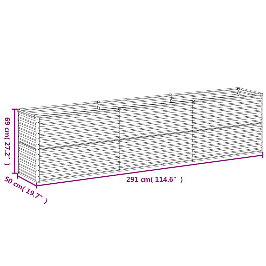 vidaXL Υπερυψωμένο Ζαρντινιέρα Κήπου 291 x 50 x 69 εκ. από Ατσάλι Corten