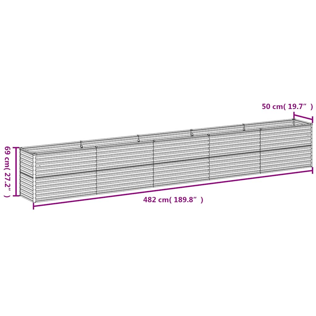 vidaXL Υπερυψωμένο Ζαρντινιέρα Κήπου 482 x 50 x 69 εκ. από Ατσάλι Corten